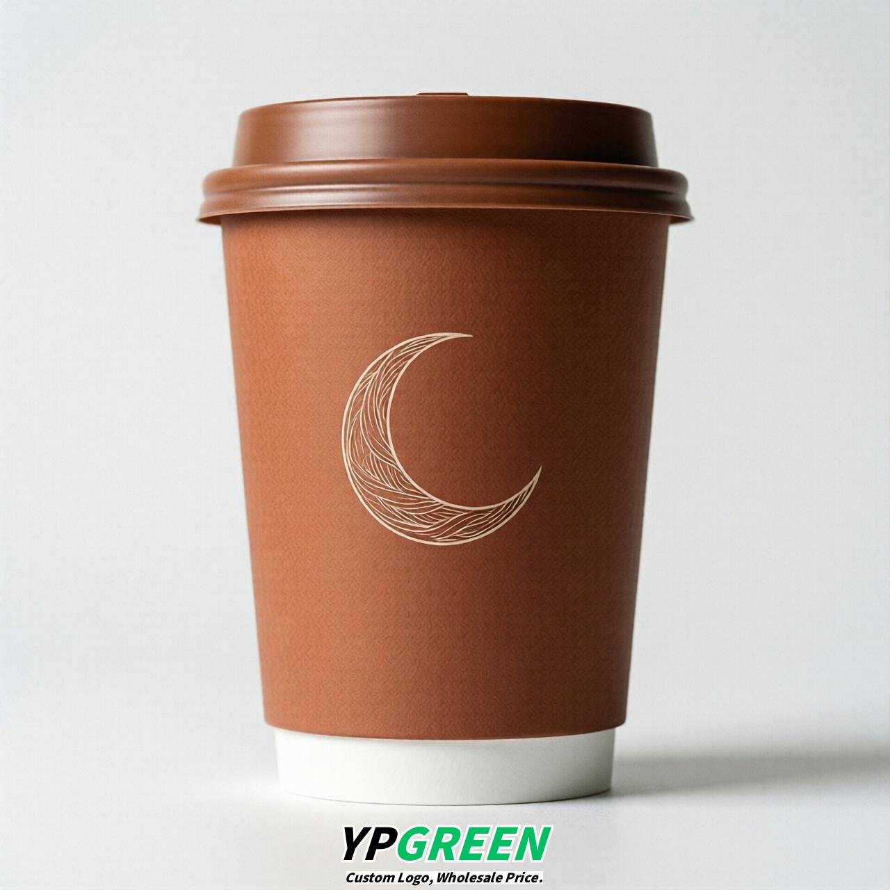 Terracotta Moon Paper Cups with Lids 8-24oz