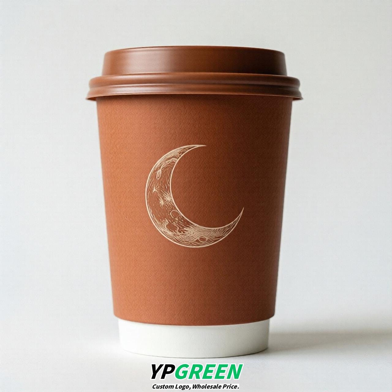 Terracotta Moon Paper Cups with Lids 8-24oz