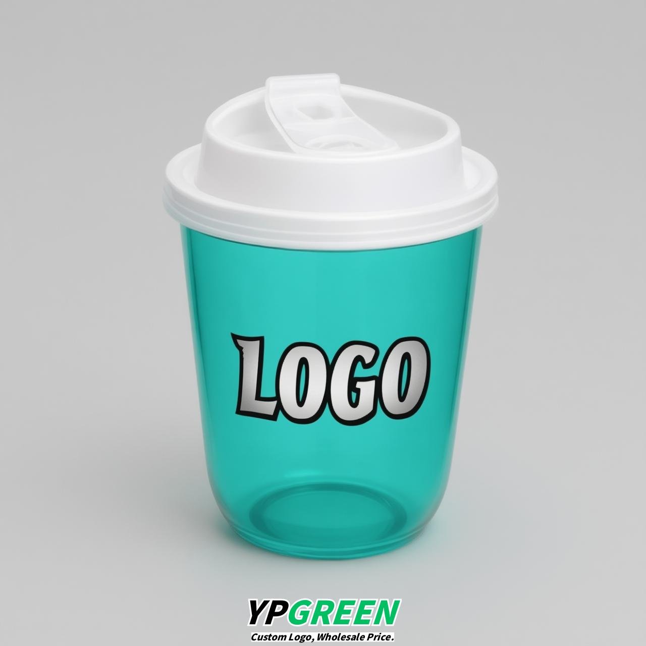 Turquoise U Shape Cups with Lid - Custom Logo PP & PET Plastic Disposable