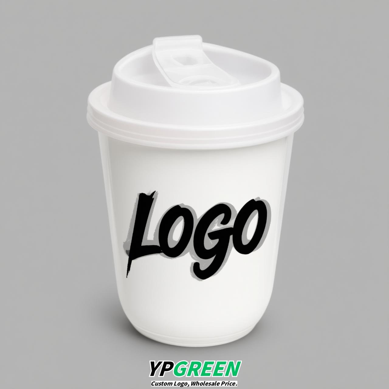 White U Shape Cups with Lid - Custom Logo PP & PET Plastic Disposable