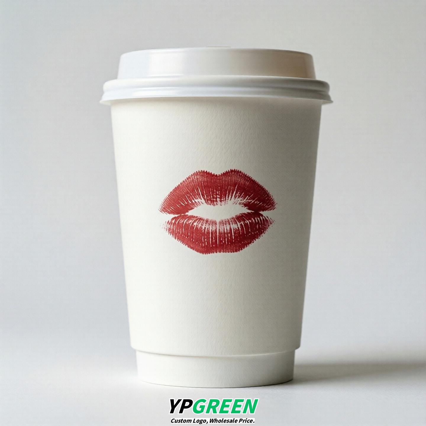 White Paper Cups with Lips Print 10oz/12oz/16oz/20oz/22oz
