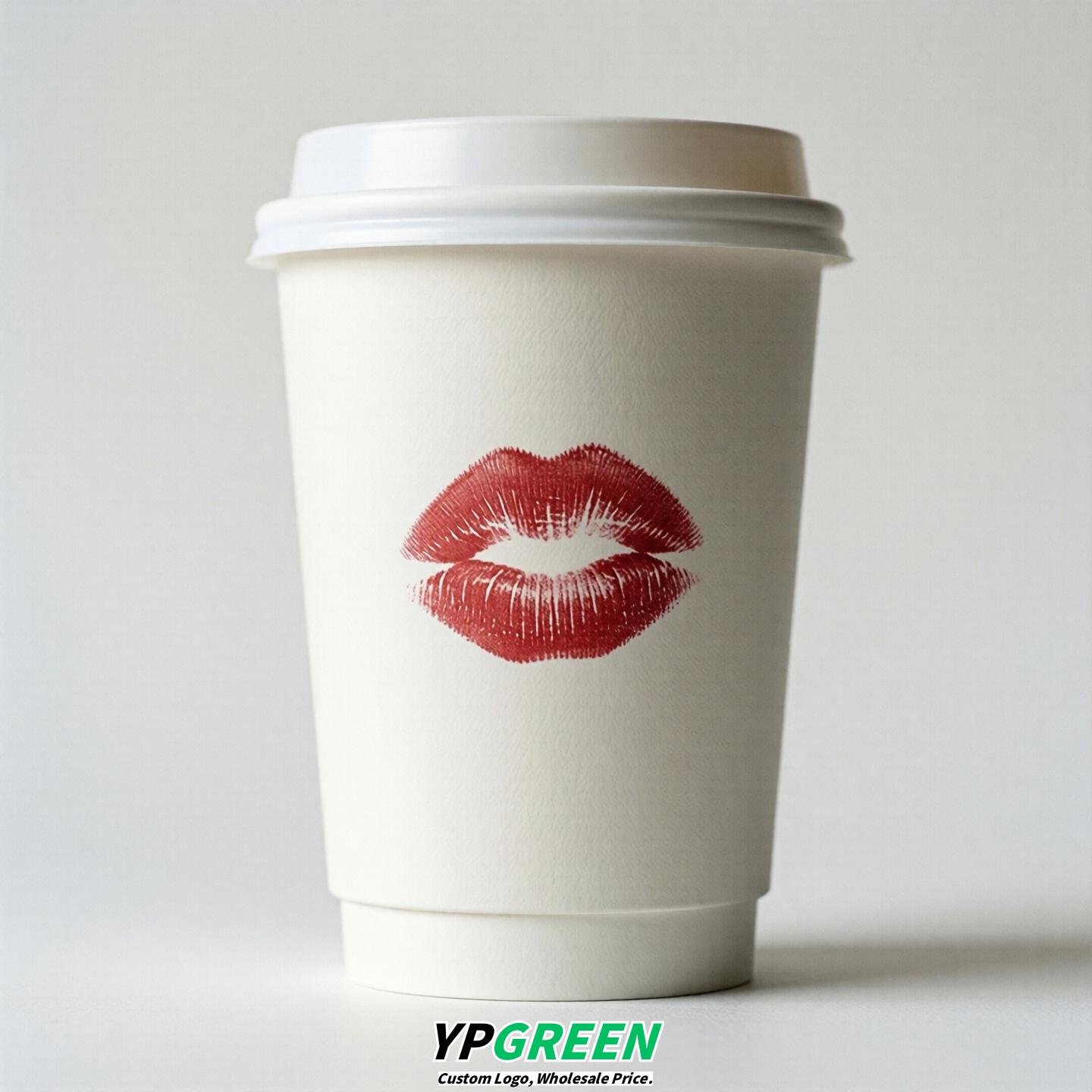 White Paper Cups with Lips Print 10oz/12oz/16oz/20oz/22oz