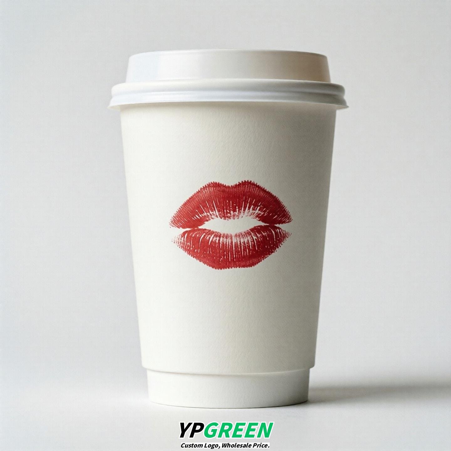 White Paper Cups with Lips Print 10oz/12oz/16oz/20oz/22oz