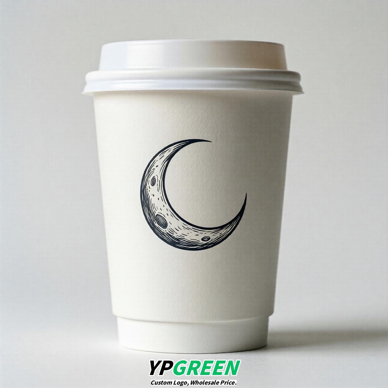 White Moon Paper Cups with Lids 8-24oz