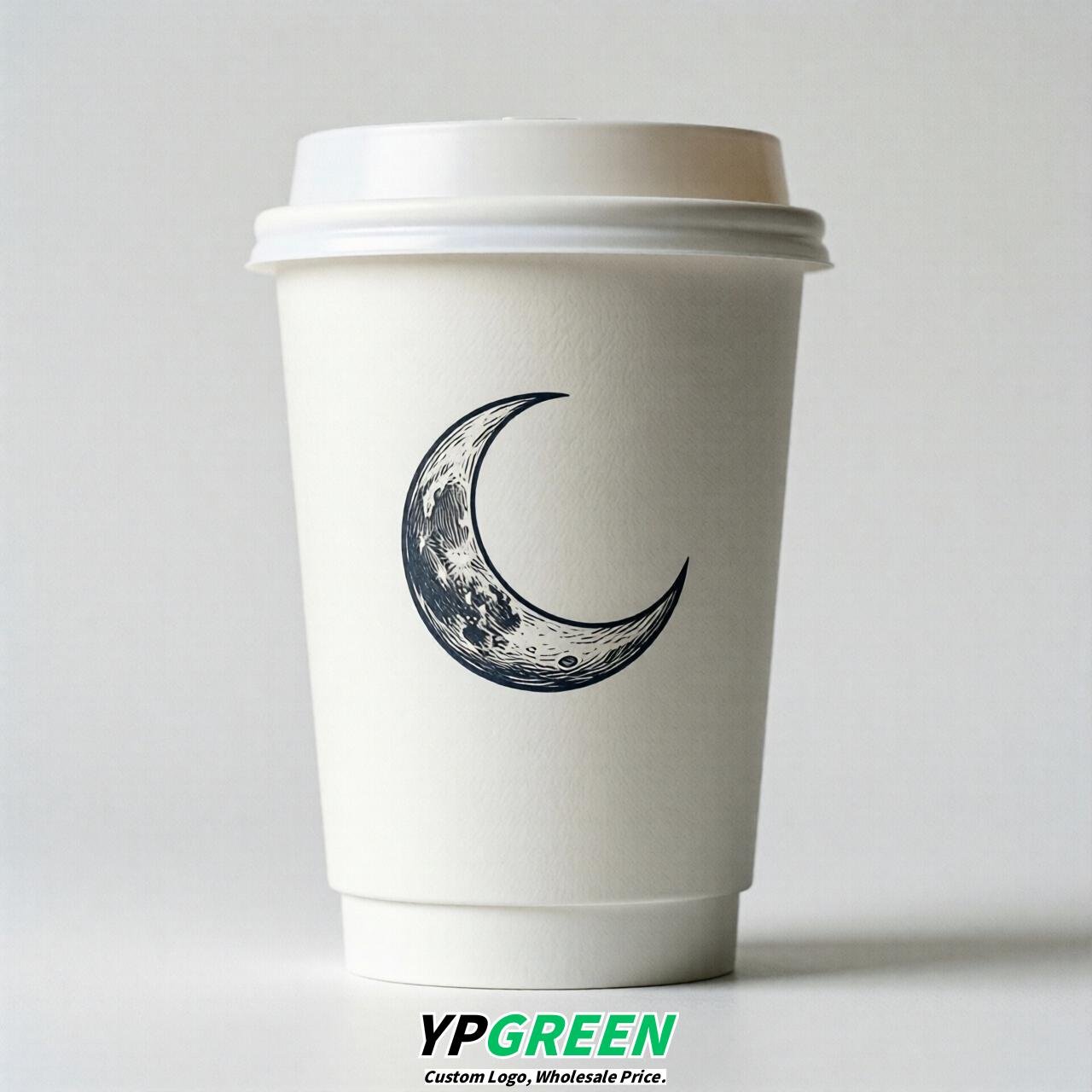 White Moon Paper Cups with Lids 8-24oz