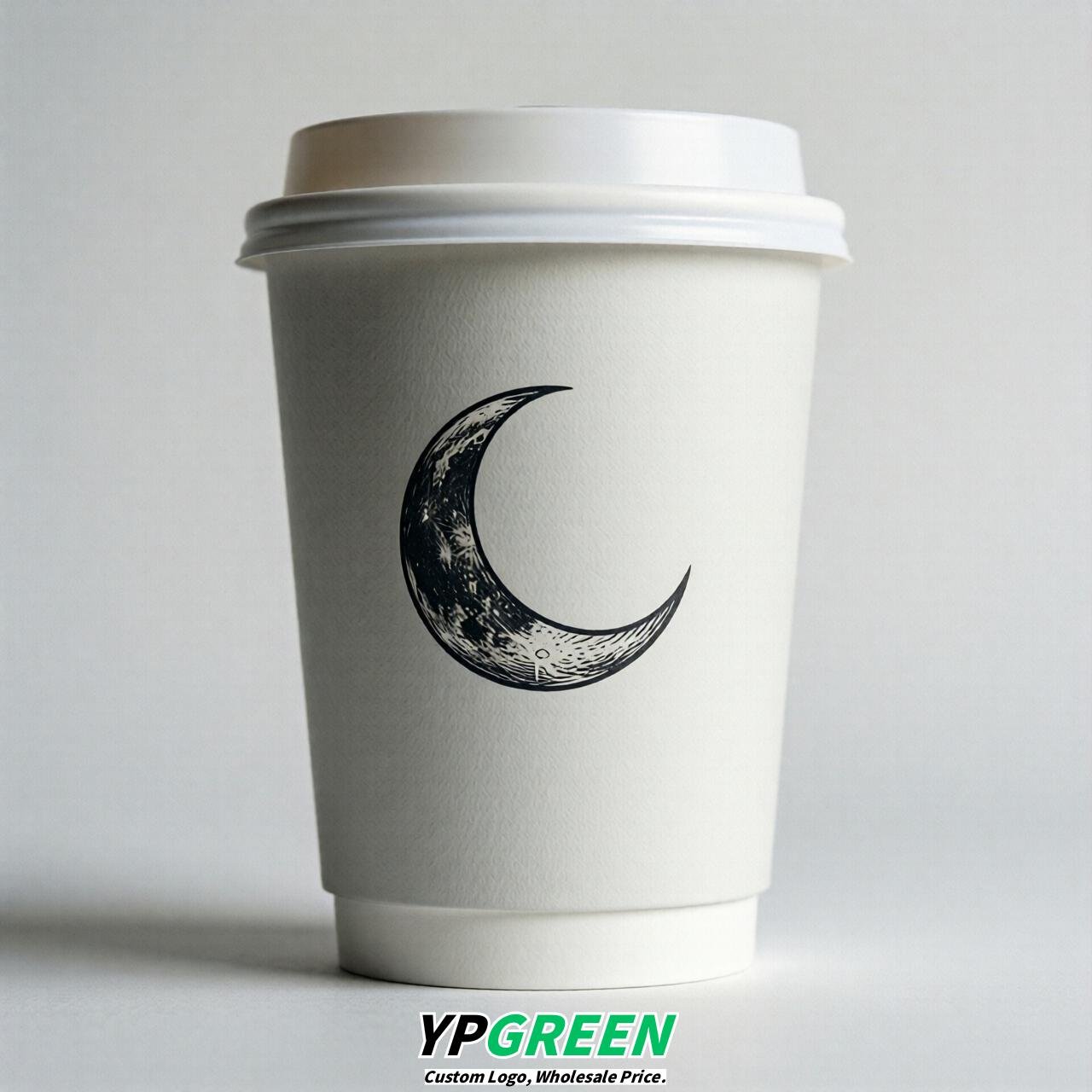 White Moon Paper Cups with Lids 8-24oz