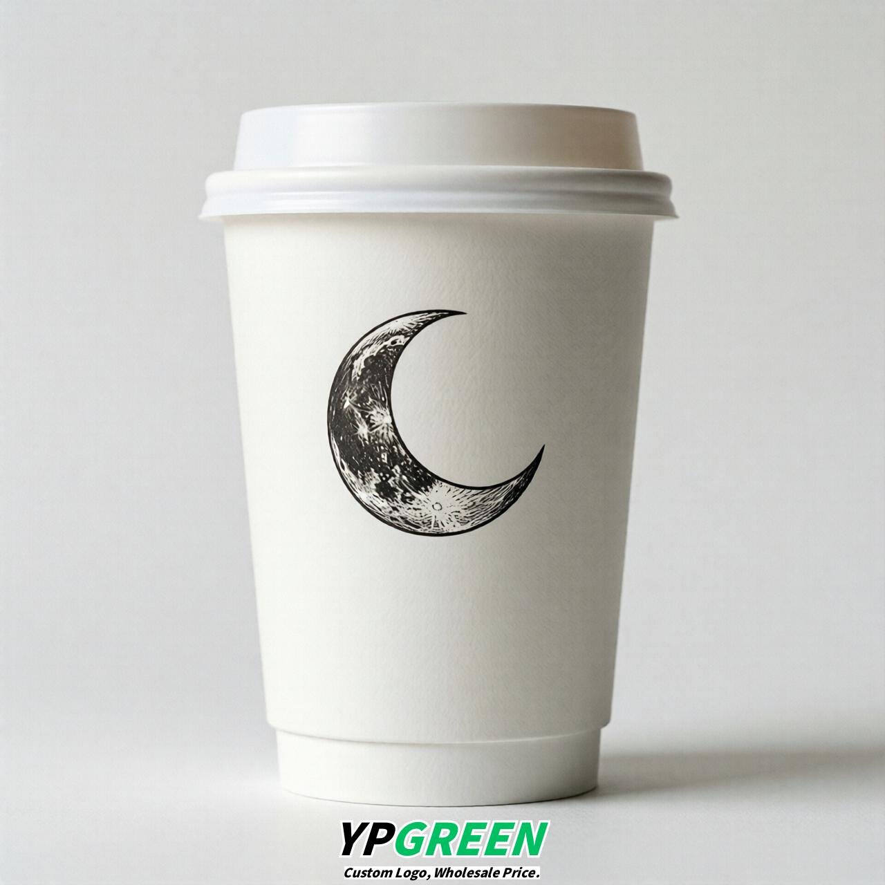 White Moon Paper Cups with Lids 8-24oz