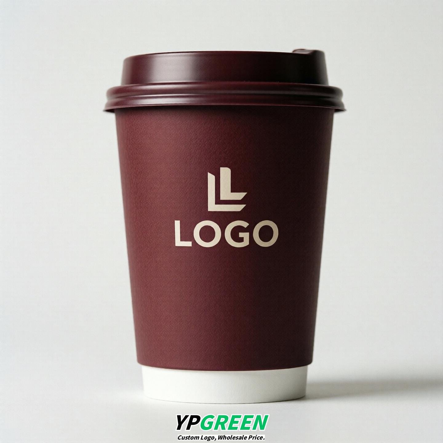Wine Red Custom Logo Paper Cups: 8-24oz & Double Wall Wine Red Custom Logo Paper Cups: 8-24oz & Double Wall