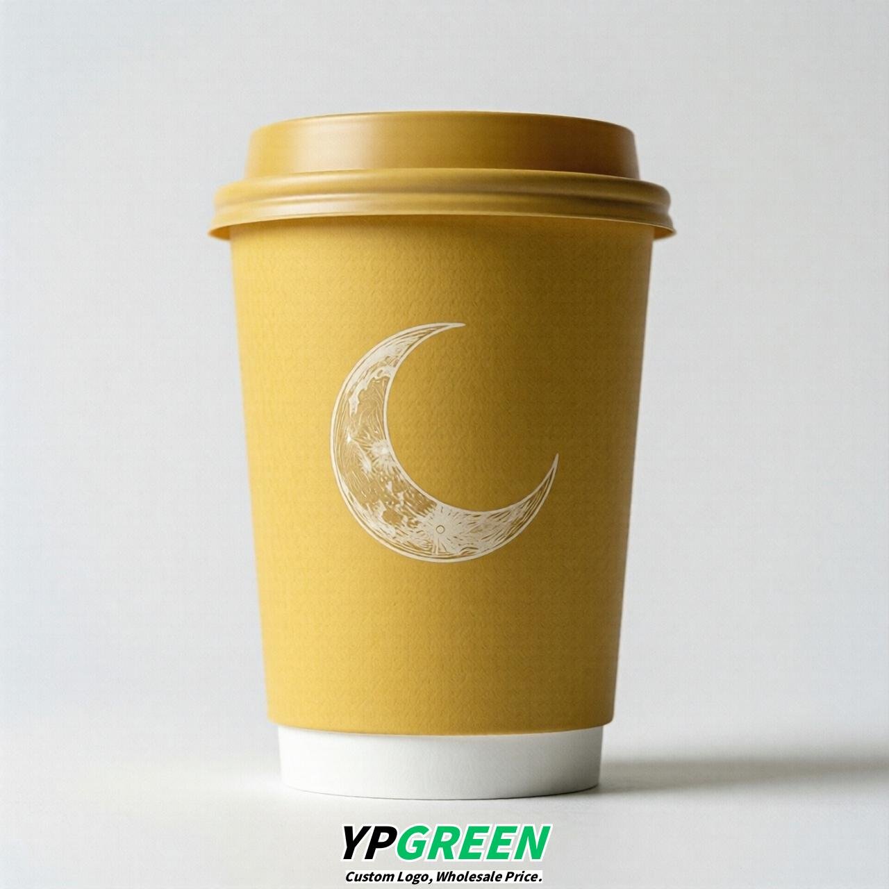 Yellow Moon Paper Cups with Lids 8-24oz