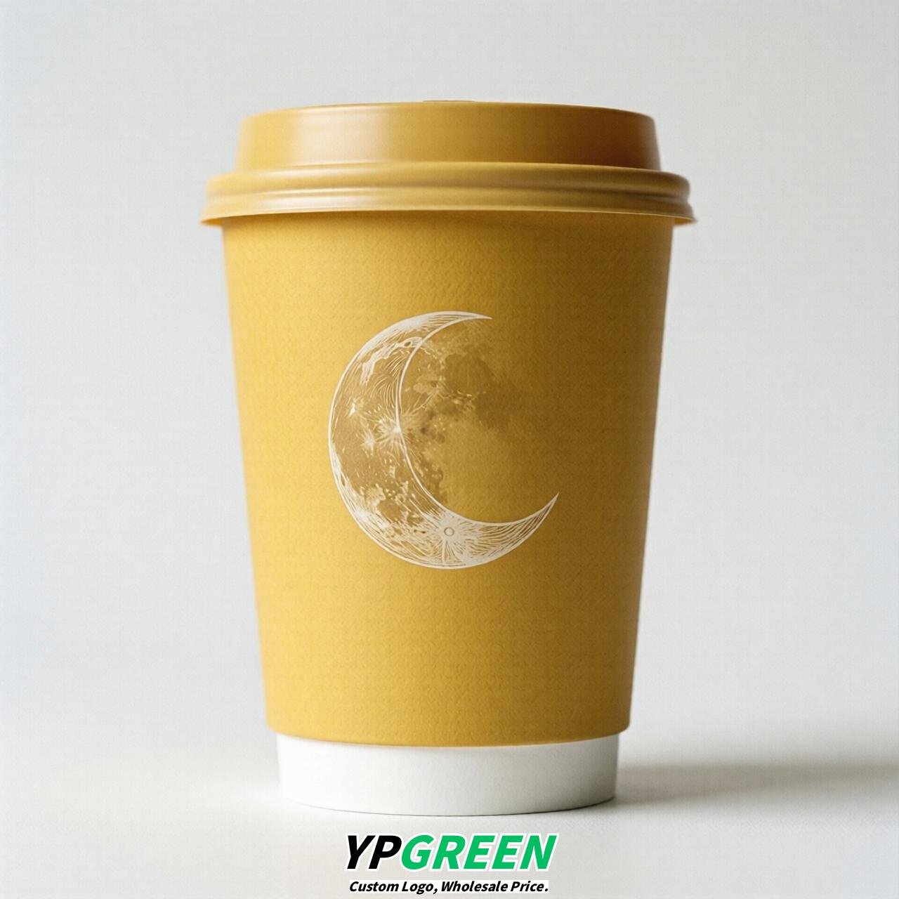 Yellow Moon Paper Cups with Lids 8-24oz Yellow Moon Paper Cups with Lids 8-24oz