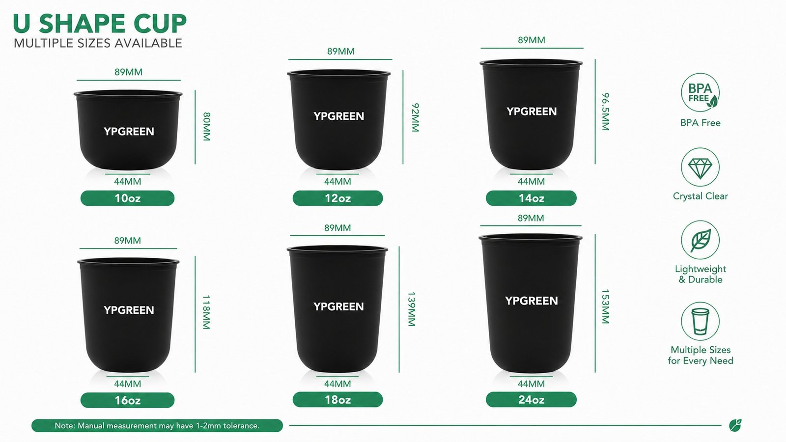 Black PET Cold Drink Cups with Lids – Disposable Commercial Use