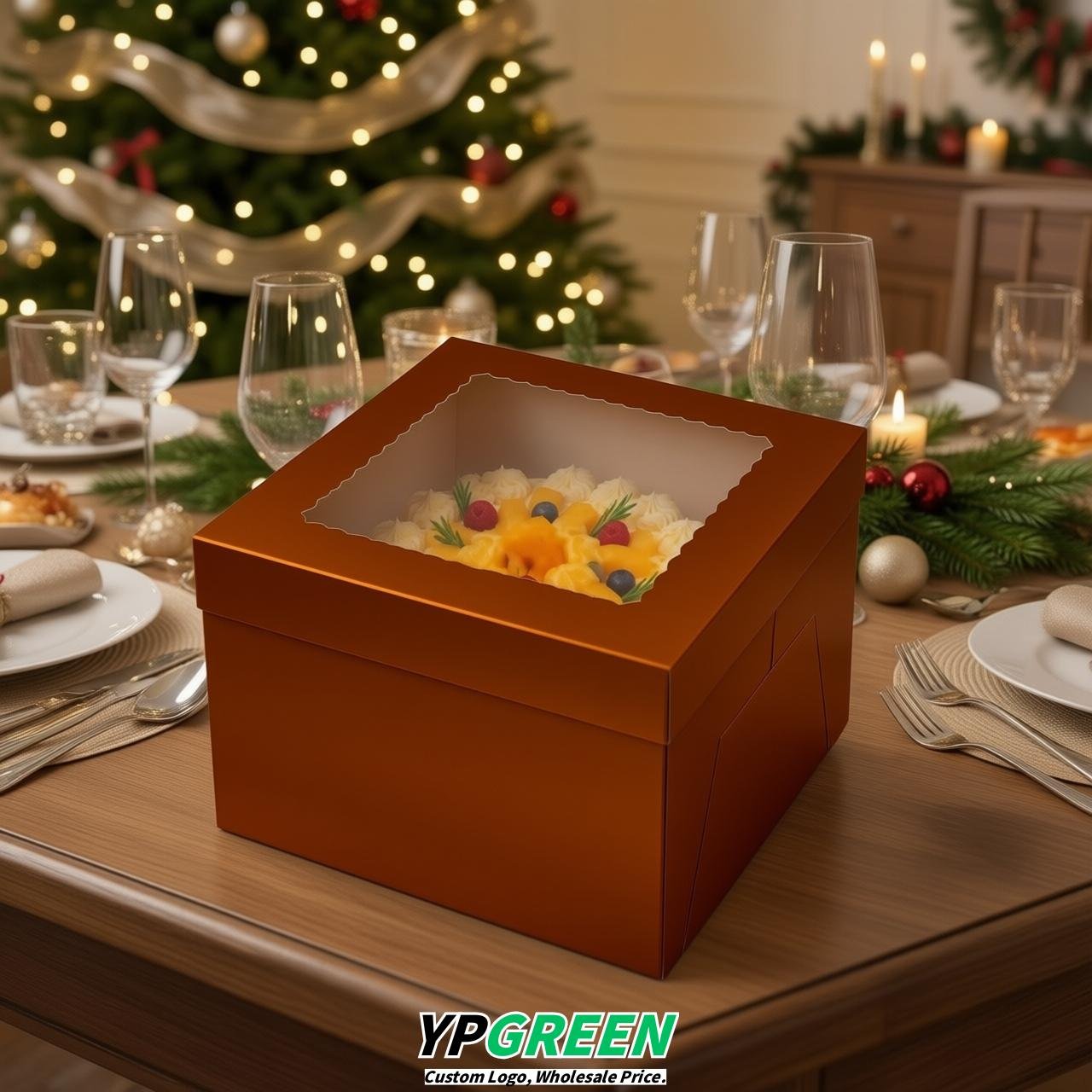 Amber 10 & 12 inches Cake Box with Window - Square Cardboard Cake Box