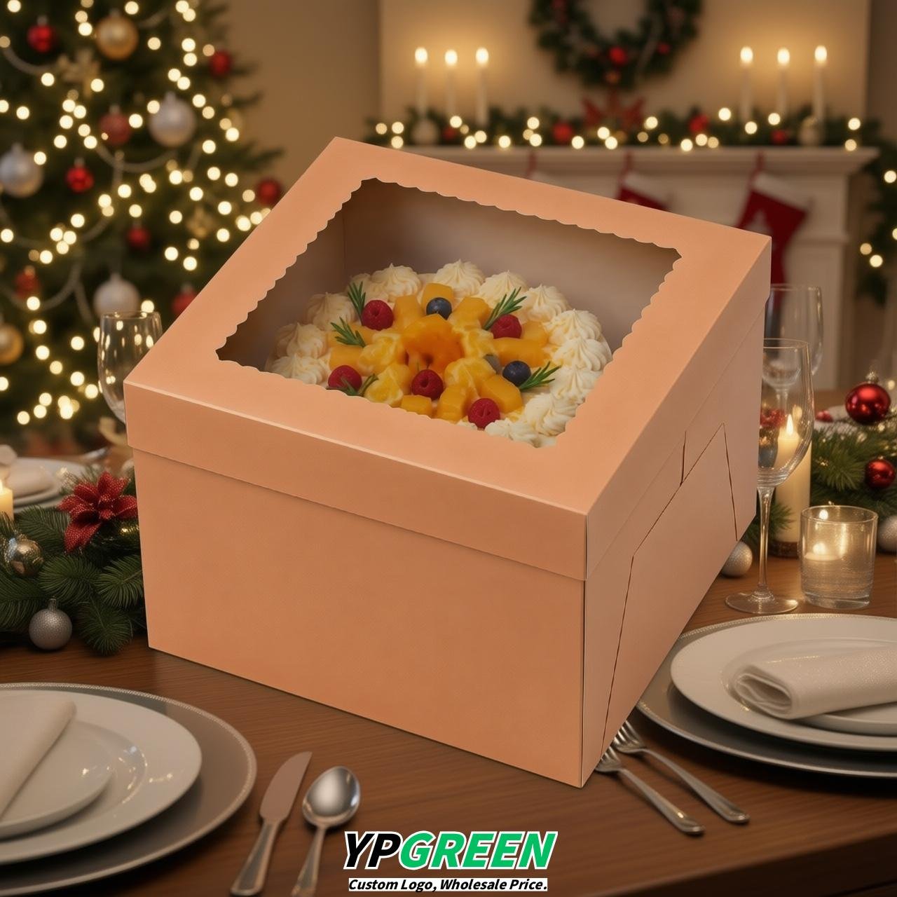 Apricot 10 & 12 inches Cake Box with Window - Square Cardboard Cake Box Apricot 10 & 12 inches Cake Box with Window - Square Cardboard Cake Box