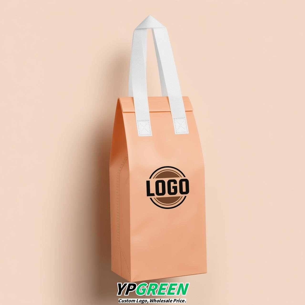 Apricot Individual insulated take away bags wholesale 11x4.7x3.9 inches Thermal Beverage Take Out Bags