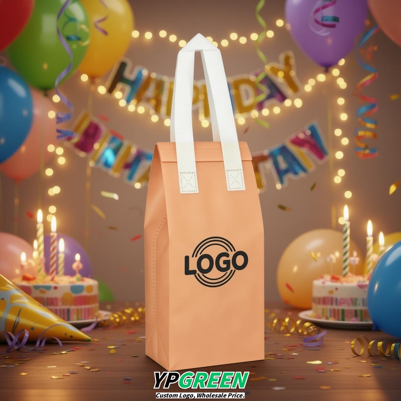 Apricot Individual insulated take away bags wholesale 11x4.7x3.9 inches Thermal Beverage Take Out Bags