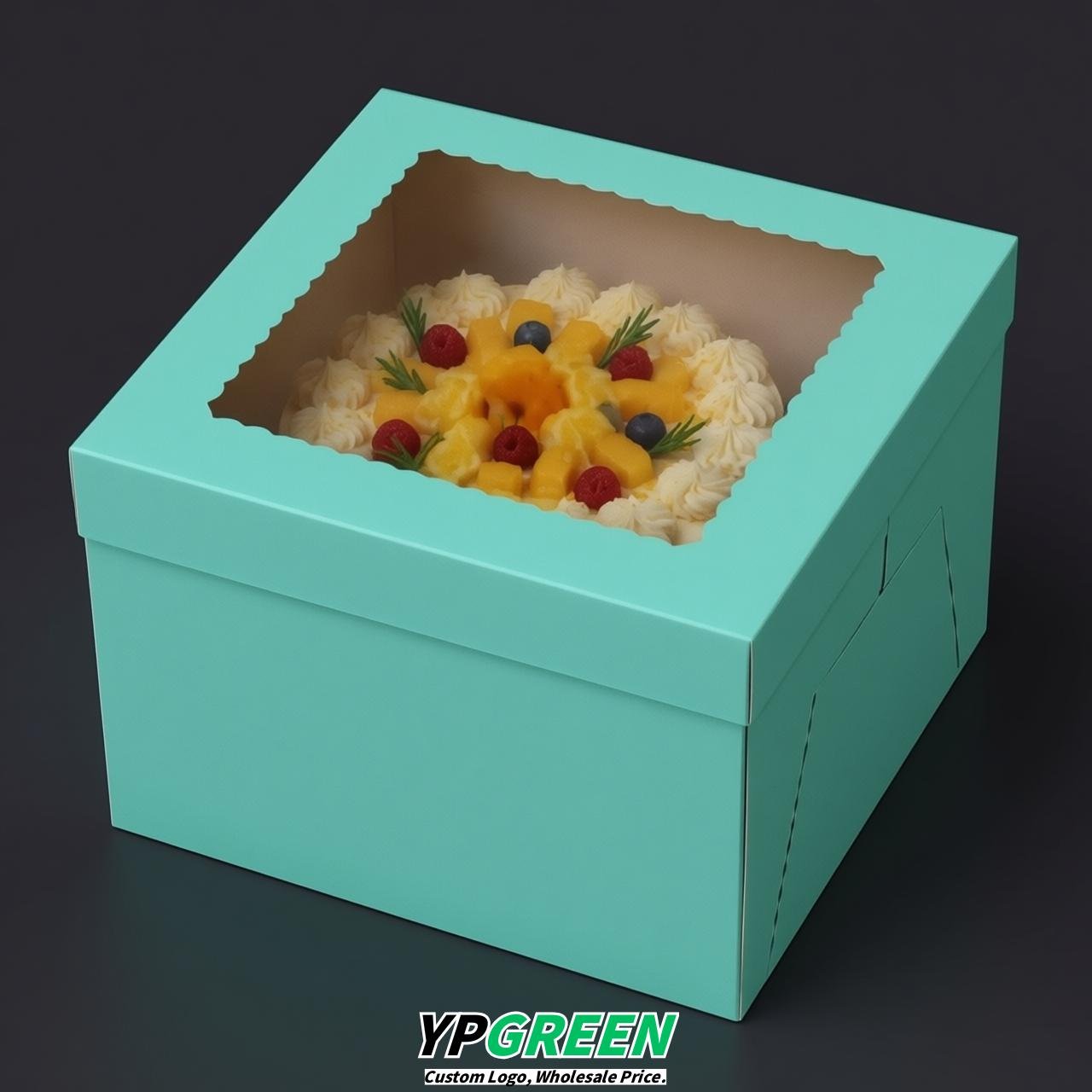 Aquamarine 10 & 12 inches Cake Box with Window - Square Cardboard Cake Box
