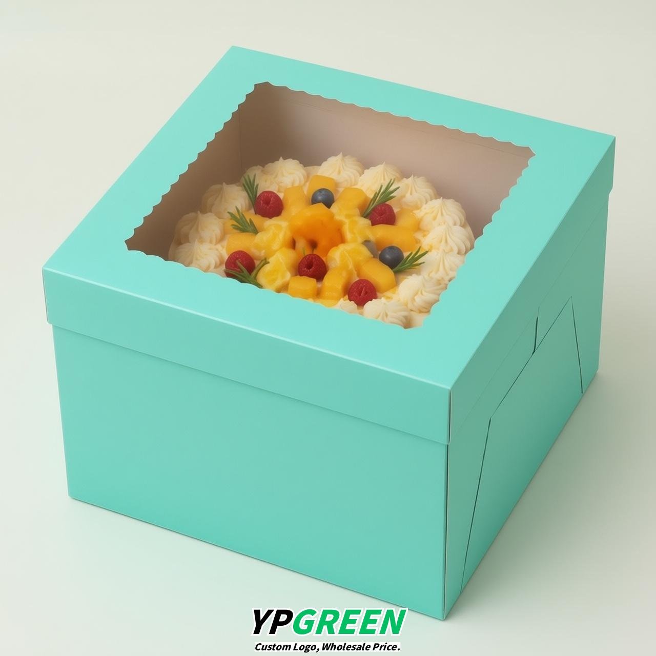 Aquamarine 10 & 12 inches Cake Box with Window - Square Cardboard Cake Box