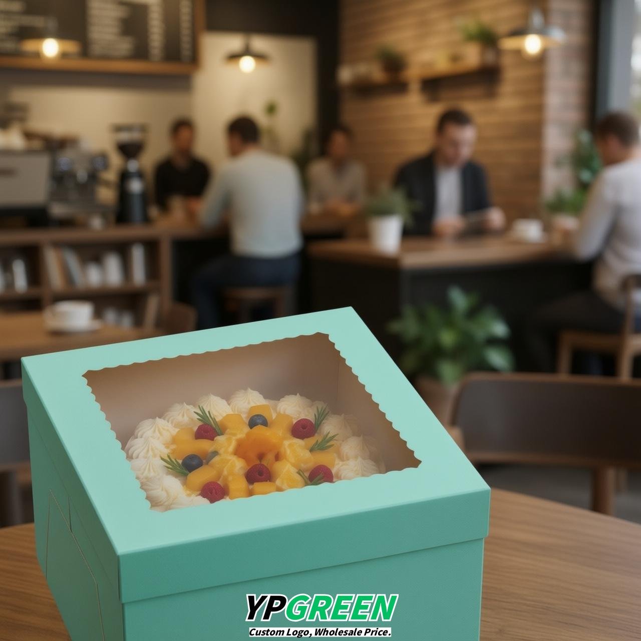 Aquamarine 10 & 12 inches Cake Box with Window - Square Cardboard Cake Box Aquamarine 10 & 12 inches Cake Box with Window - Square Cardboard Cake Box