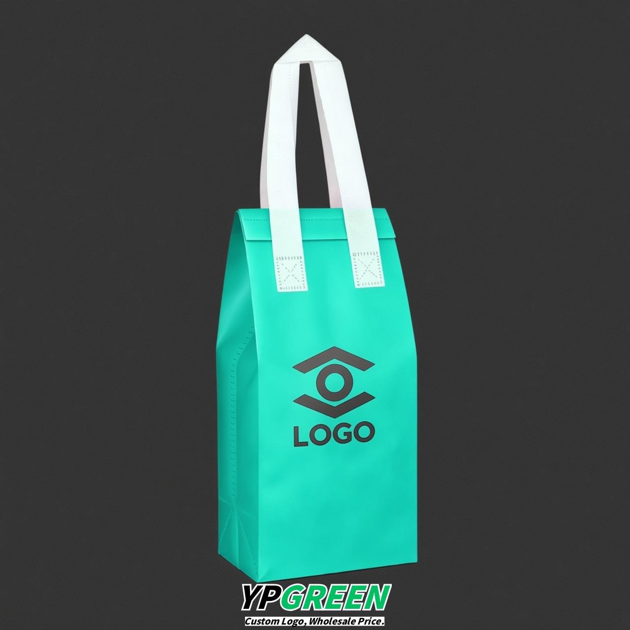 Aquamarine Individual insulated take away bags wholesale 11x4.7x3.9 inches Thermal Beverage Take Out Bags
