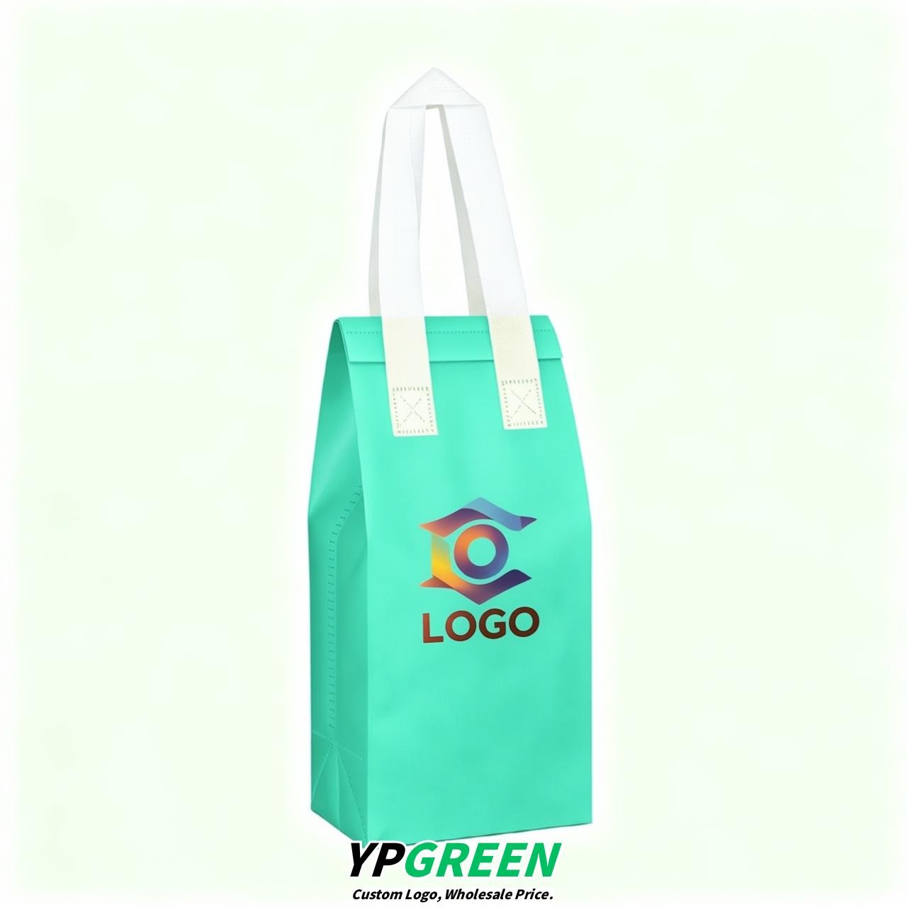 Aquamarine Individual insulated take away bags wholesale 11x4.7x3.9 inches Thermal Beverage Take Out Bags