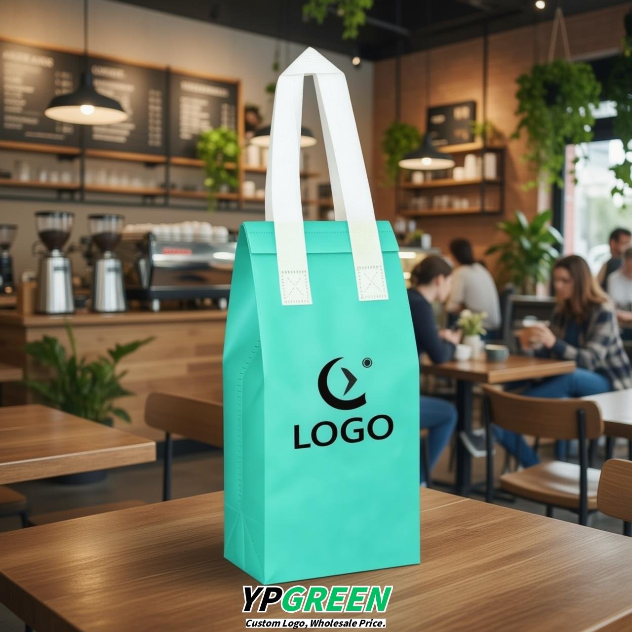 Aquamarine Individual insulated take away bags wholesale 11x4.7x3.9 inches Thermal Beverage Take Out Bags