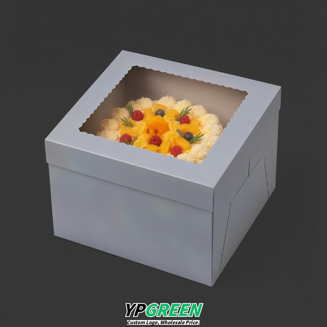Aurora Gray 10 & 12 inches Tall Cake Box with Window - Square Cardboard Cake Box