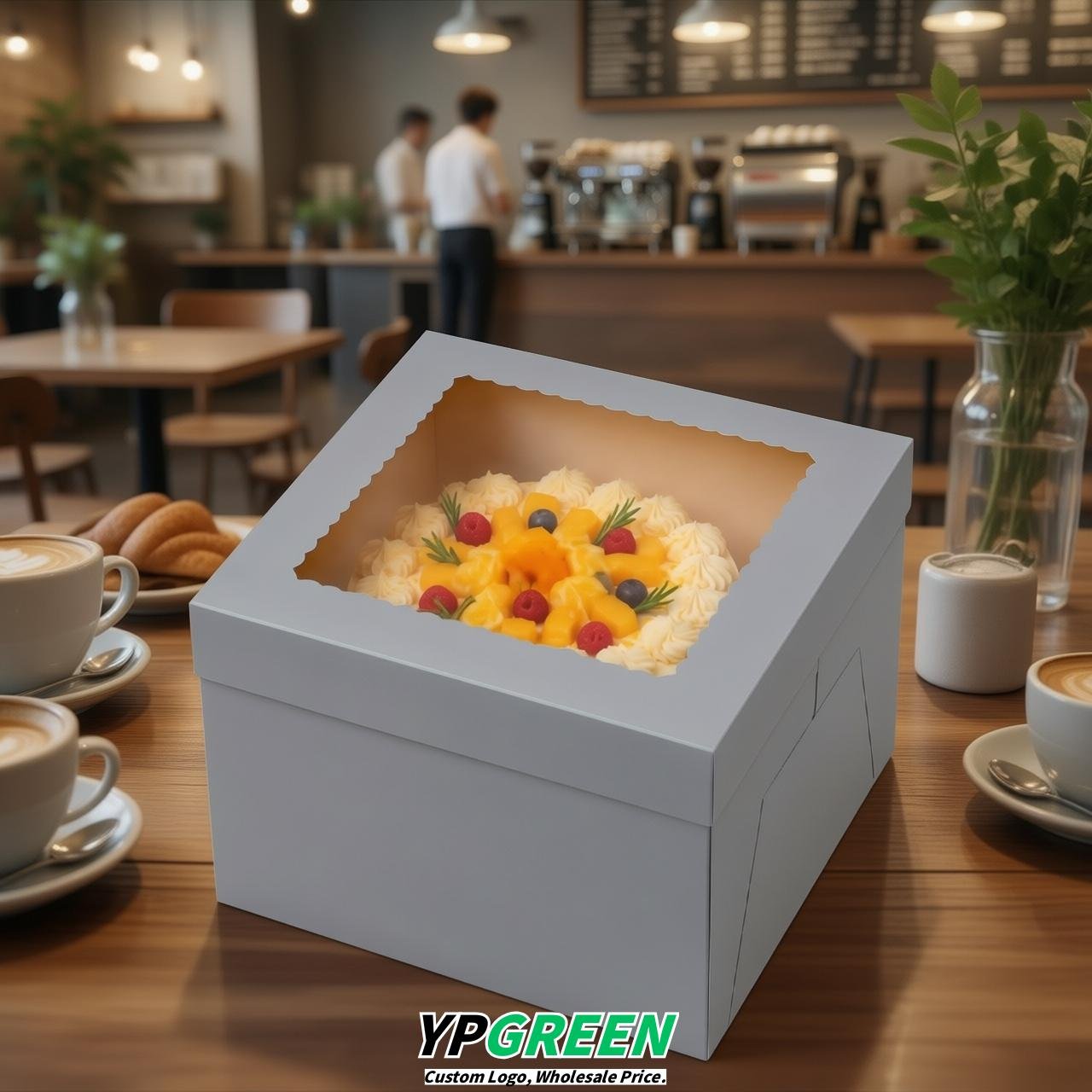 Aurora Gray 10 & 12 inches Tall Cake Box with Window - Square Cardboard Cake Box