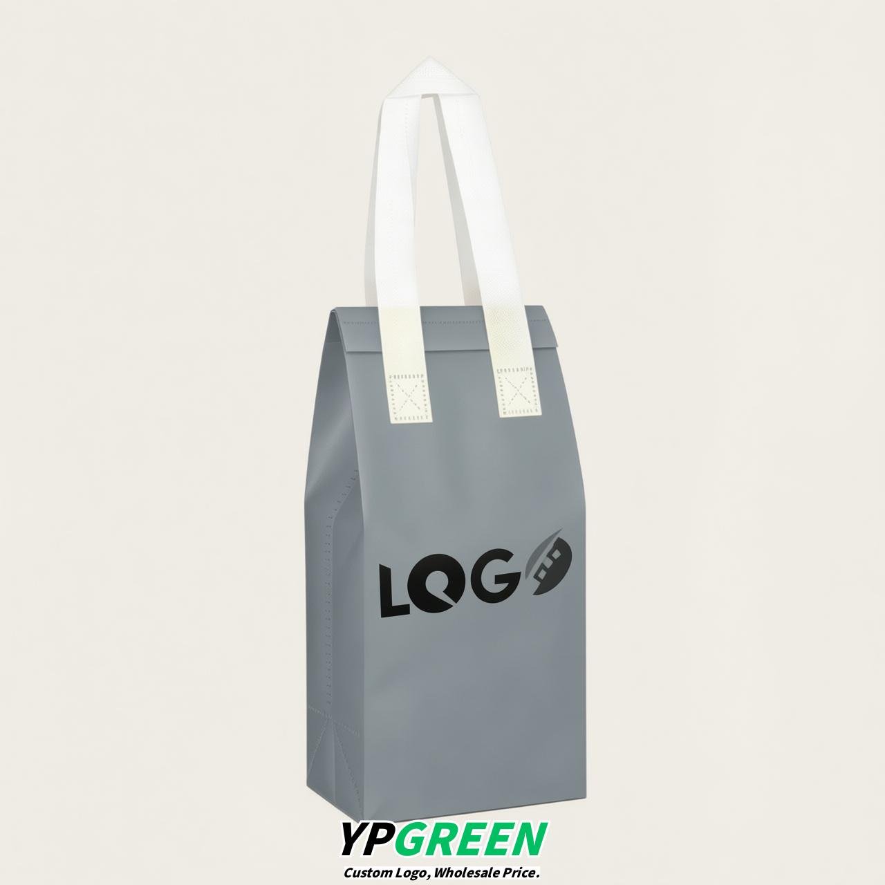 Aurora Gray Individual insulated take away bags wholesale 11x4.7x3.9 inches Thermal Beverage Take Out Bags