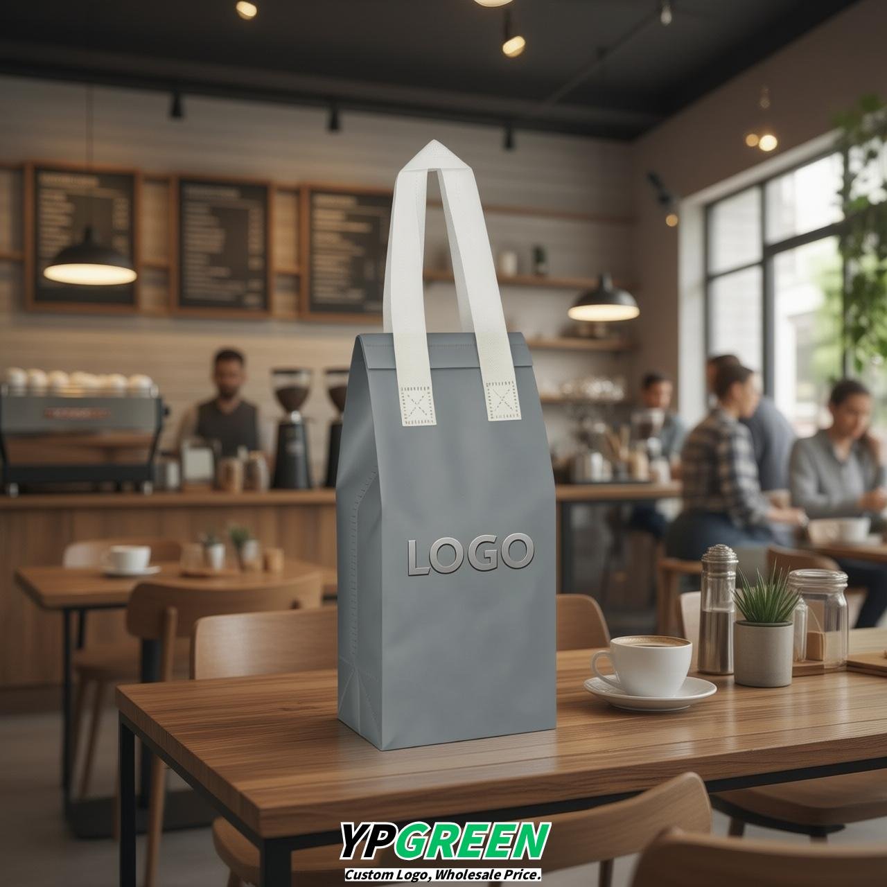 Aurora Gray Individual insulated take away bags wholesale 11x4.7x3.9 inches Thermal Beverage Take Out Bags