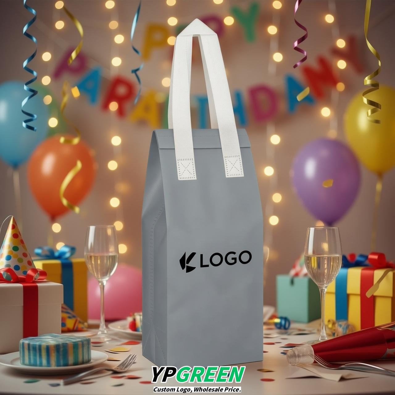 Aurora Gray Individual insulated take away bags wholesale 11x4.7x3.9 inches Thermal Beverage Take Out Bags