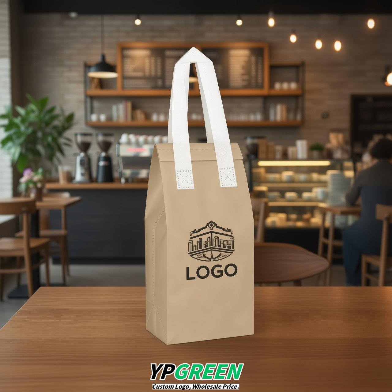 Beige Individual insulated take away bags wholesale 11x4.7x3.9 inches Thermal Beverage Take Out Bags