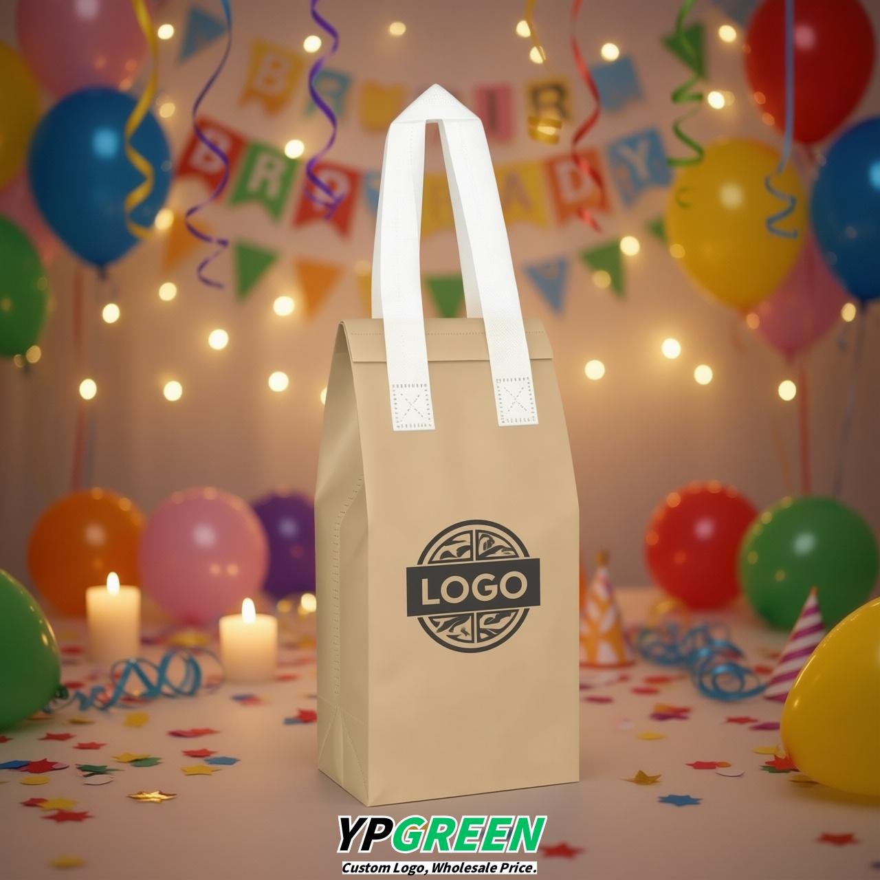 Beige Individual insulated take away bags wholesale 11x4.7x3.9 inches Thermal Beverage Take Out Bags