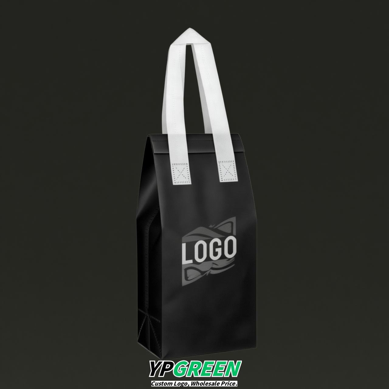 Black Individual insulated take away bags wholesale 11x4.7x3.9 inches Thermal Beverage Take Out Bags
