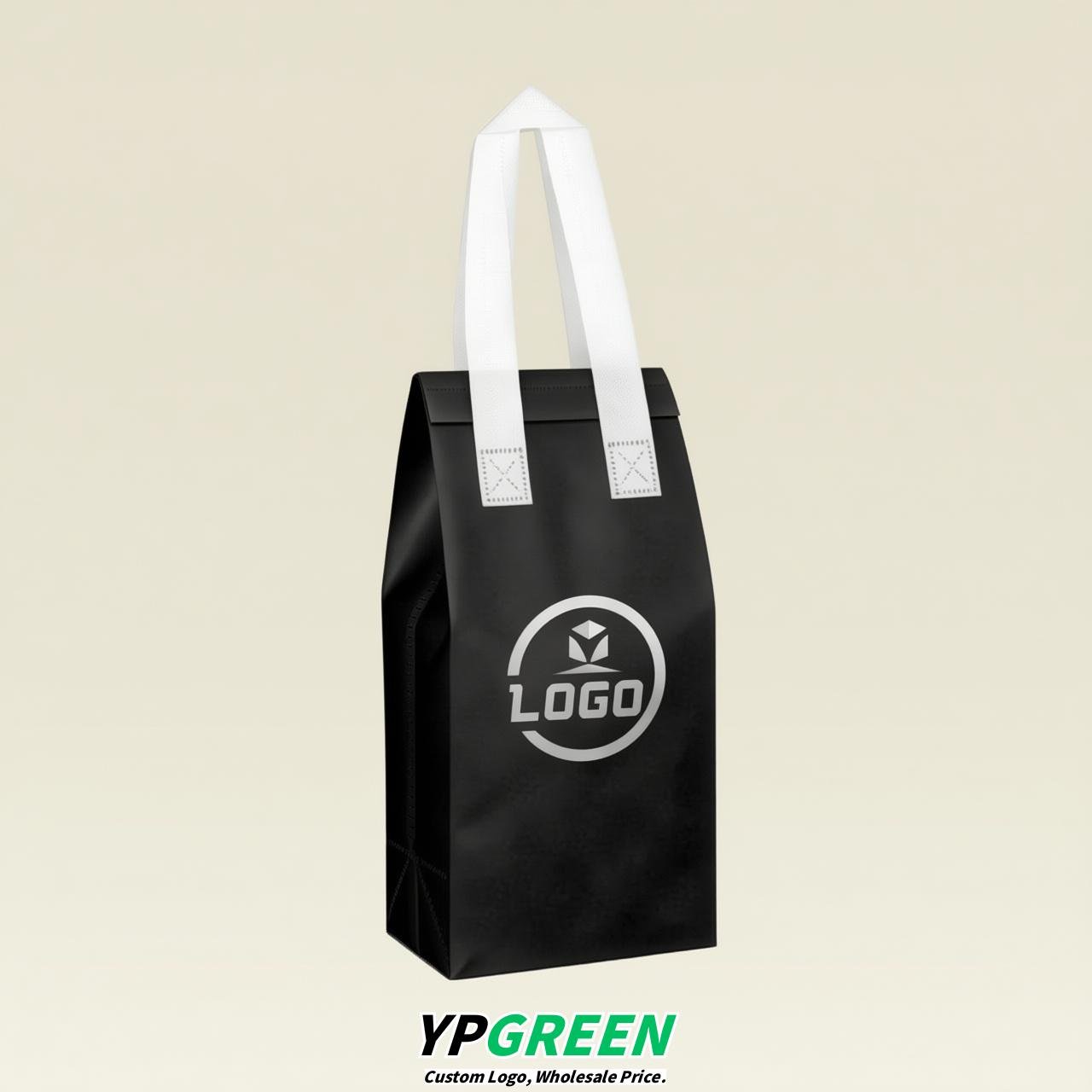 Black Individual insulated take away bags wholesale 11x4.7x3.9 inches Thermal Beverage Take Out Bags