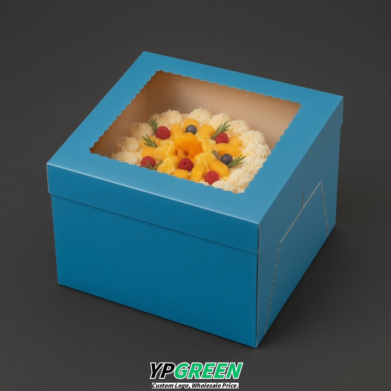 Blue 10 & 12 inches Cake Box with Window - Square Cardboard Cake Box