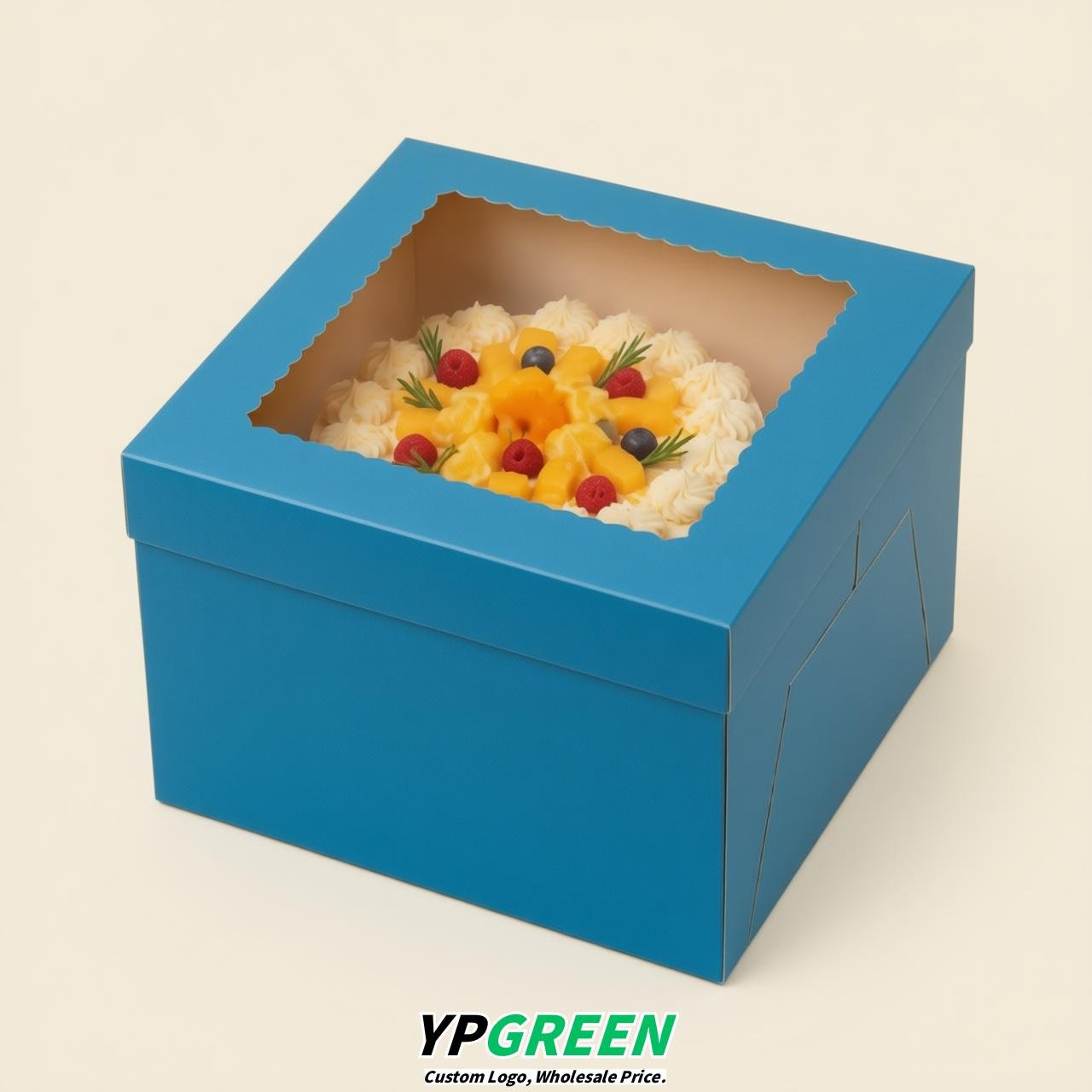 Blue 10 & 12 inches Cake Box with Window - Square Cardboard Cake Box