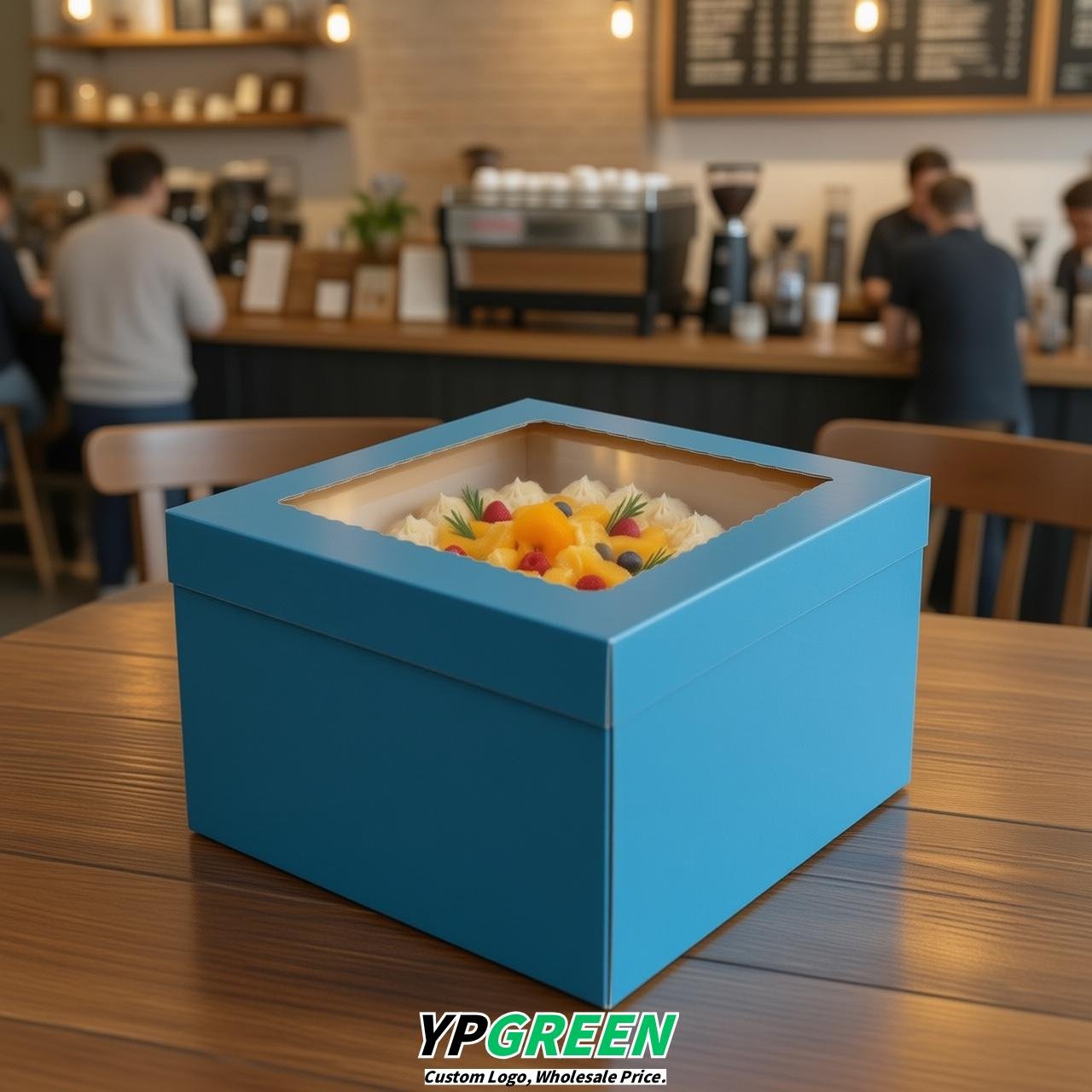 Blue 10 & 12 inches Cake Box with Window - Square Cardboard Cake Box