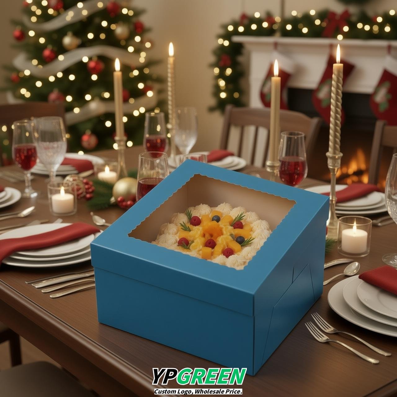 Blue 10 & 12 inches Cake Box with Window - Square Cardboard Cake Box Blue 10 & 12 inches Cake Box with Window - Square Cardboard Cake Box