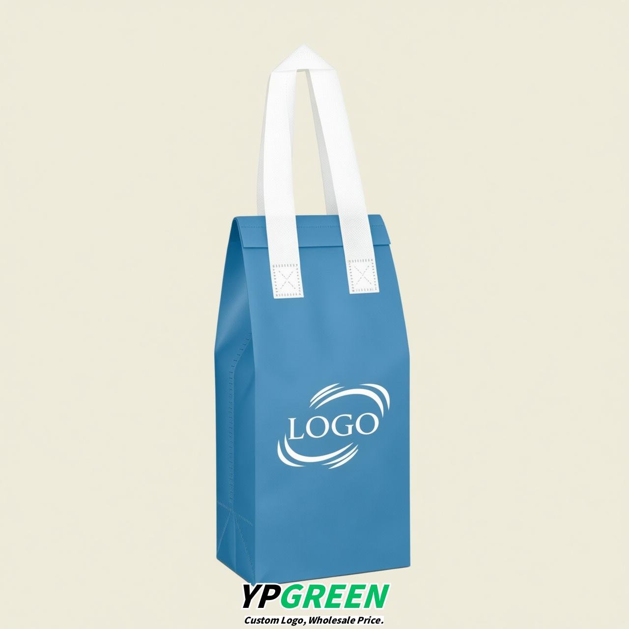 Blue Individual insulated take away bags wholesale 11x4.7x3.9 inches Thermal Beverage Take Out Bags