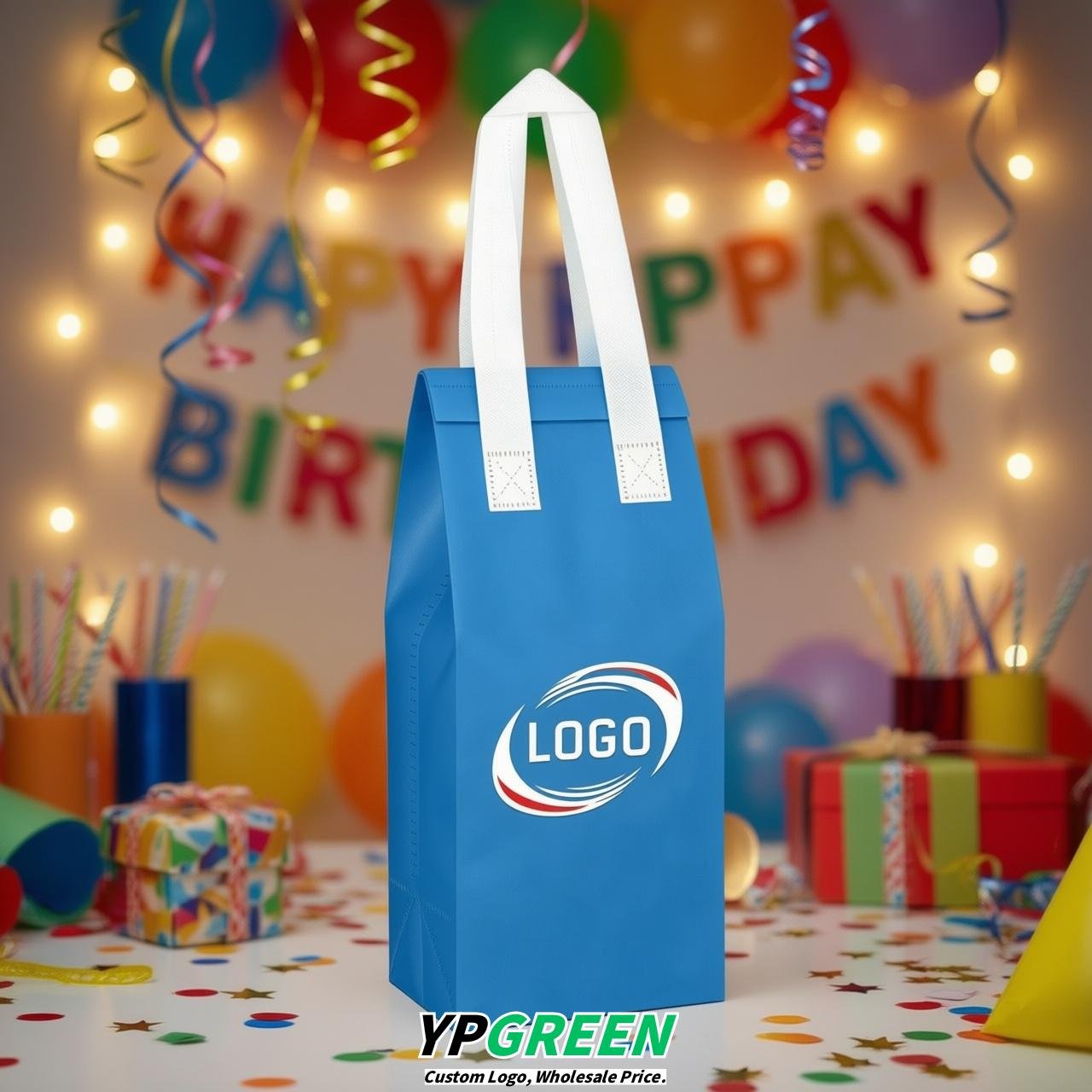 Blue Individual insulated take away bags wholesale 11x4.7x3.9 inches Thermal Beverage Take Out Bags