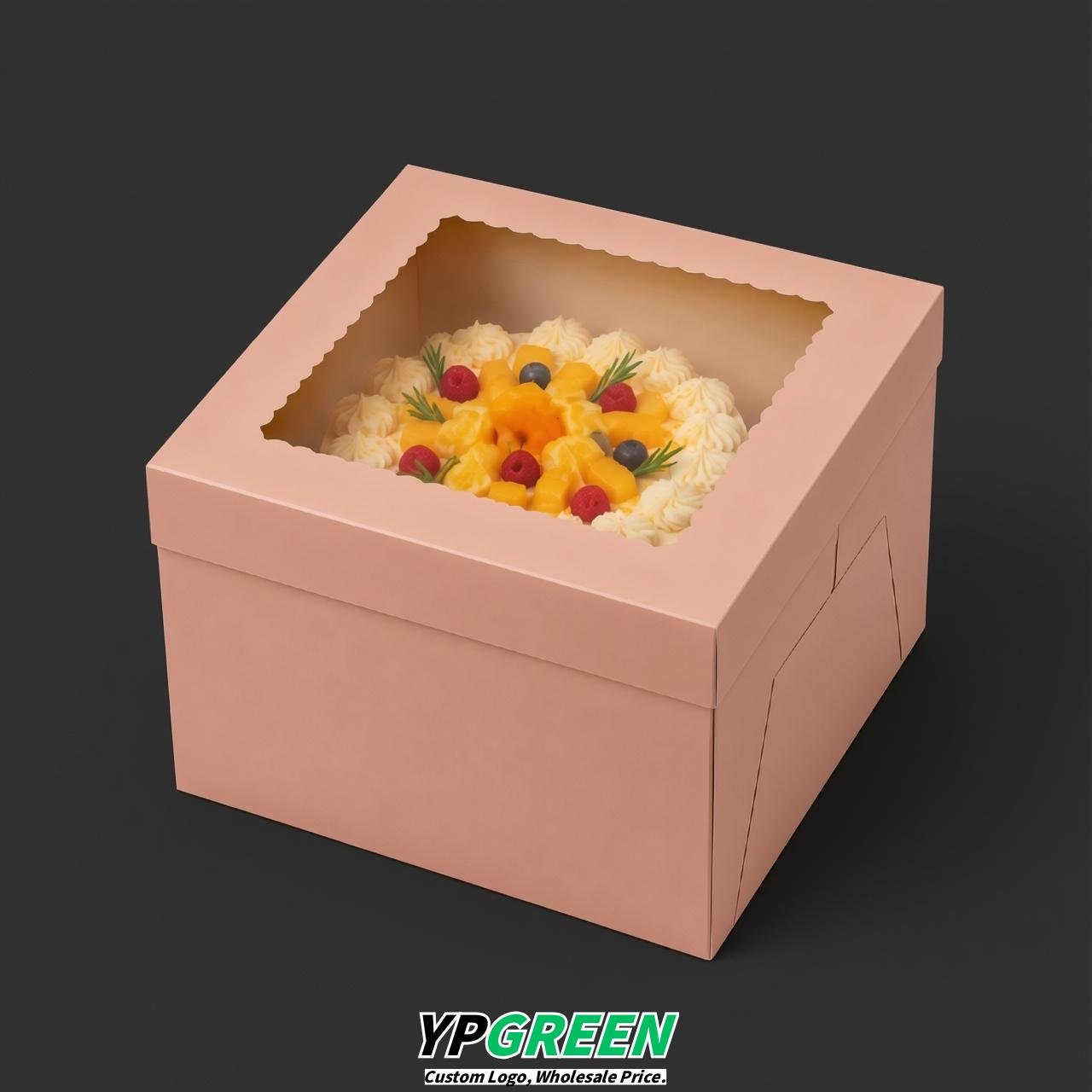 Blush 10 & 12 inches Cake Box with Window - Square Cardboard Cake Box