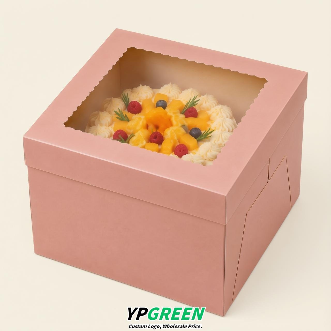 Blush 10 & 12 inches Cake Box with Window - Square Cardboard Cake Box
