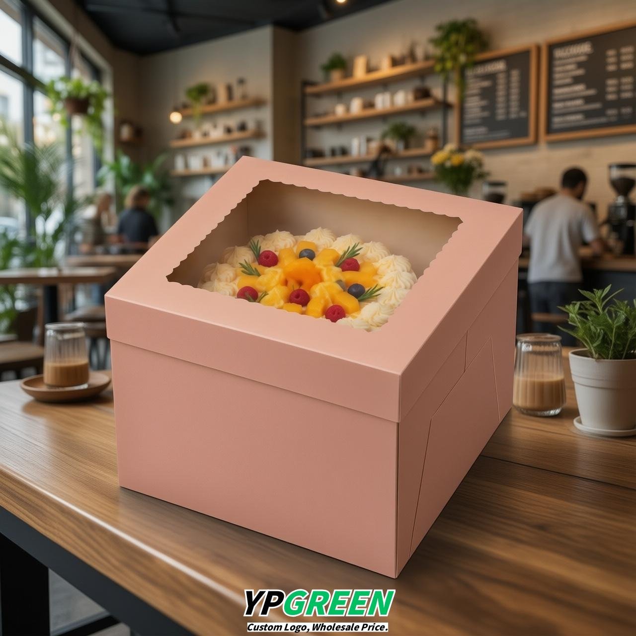 Blush 10 & 12 inches Cake Box with Window - Square Cardboard Cake Box