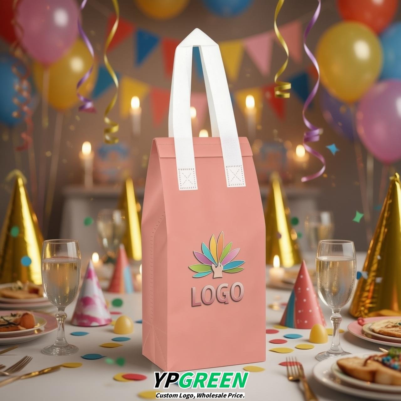 Blush Individual insulated take away bags wholesale 11x4.7x3.9 inches Thermal Beverage Take Out Bags