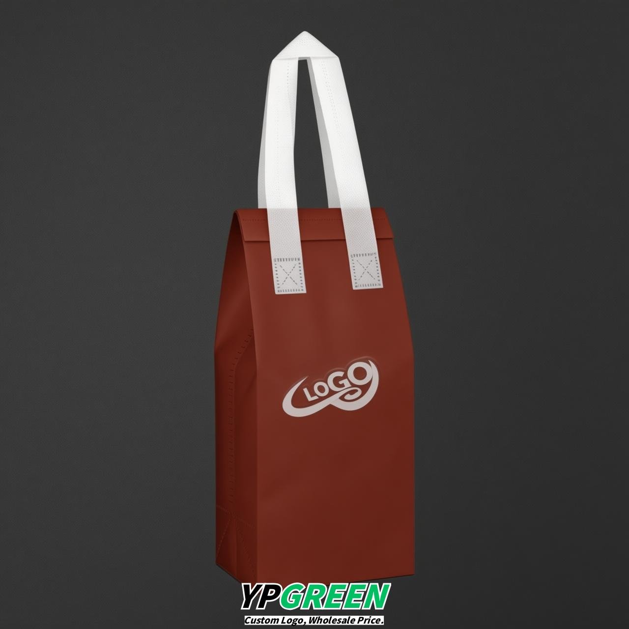 Brick Red Individual insulated take away bags wholesale 11x4.7x3.9 inches Thermal Beverage Take Out Bags