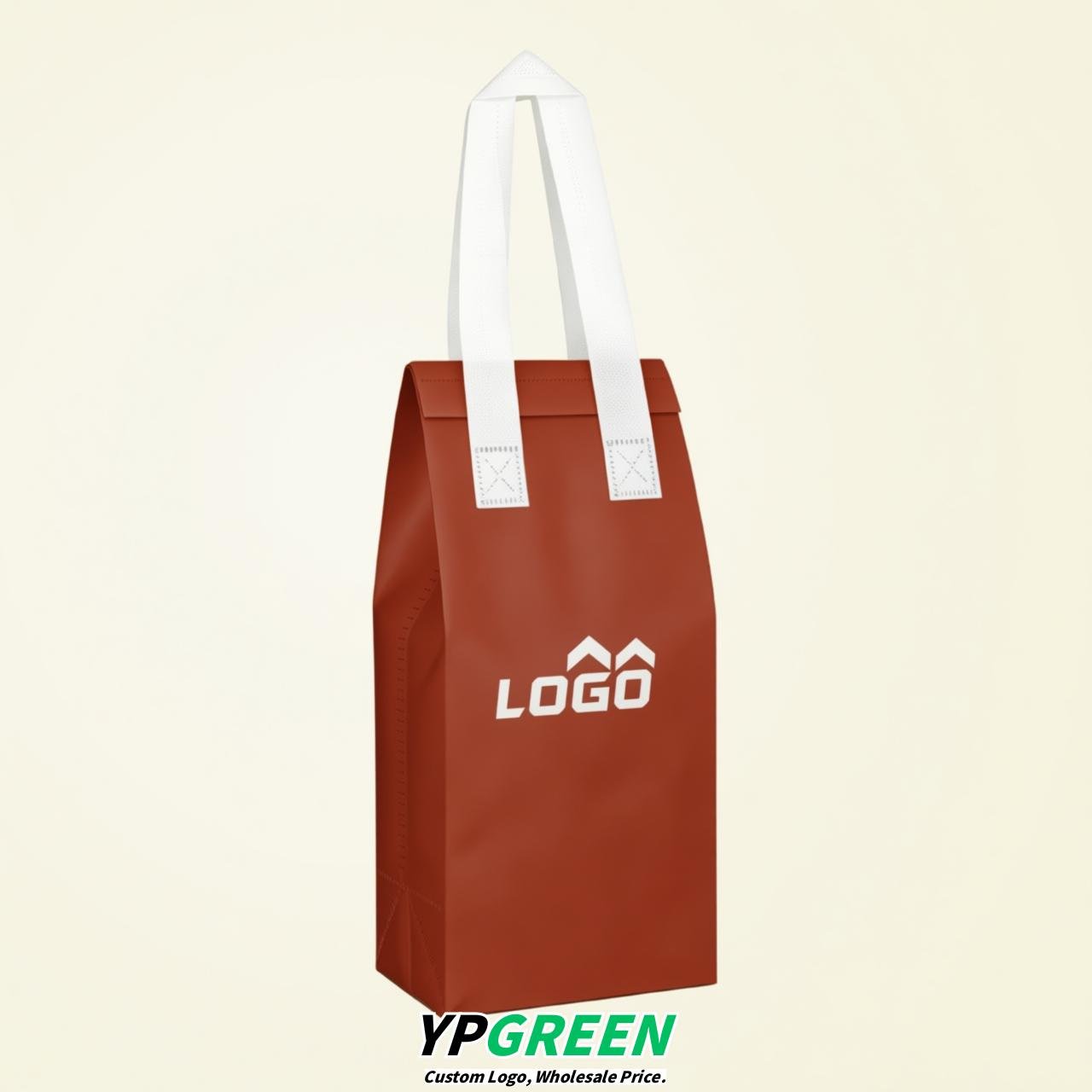 Brick Red Individual insulated take away bags wholesale 11x4.7x3.9 inches Thermal Beverage Take Out Bags