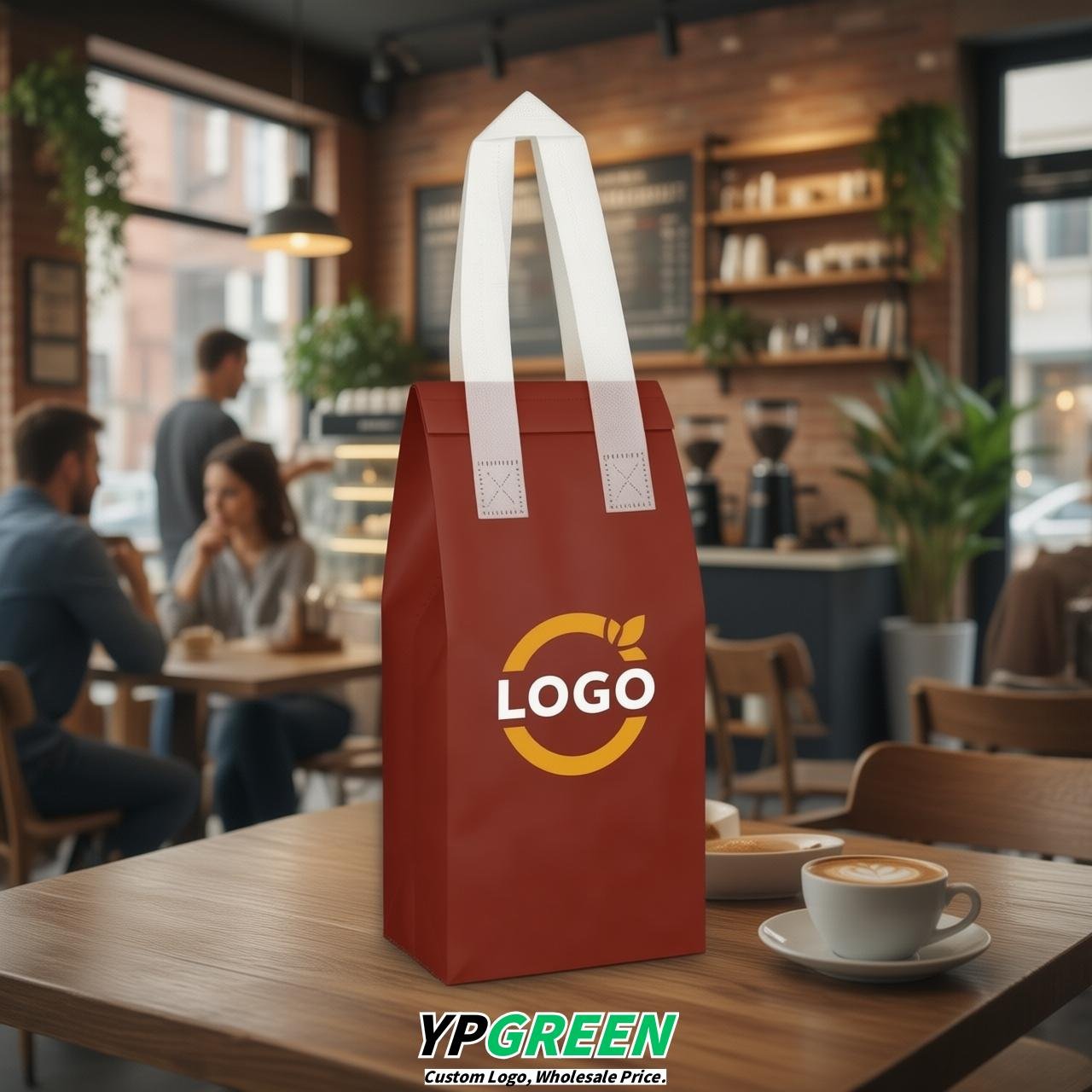Brick Red Individual insulated take away bags wholesale 11x4.7x3.9 inches Thermal Beverage Take Out Bags