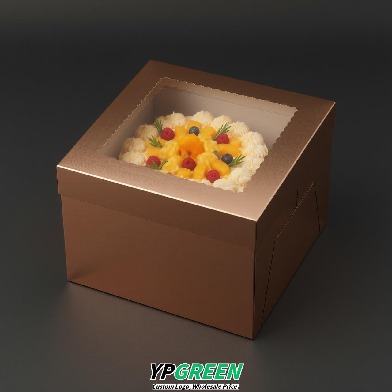 Bronze 10 & 12 inches Tall Cake Box with Window - Square Cardboard Cake Box Bronze 10 & 12 inches Tall Cake Box with Window - Square Cardboard Cake Box