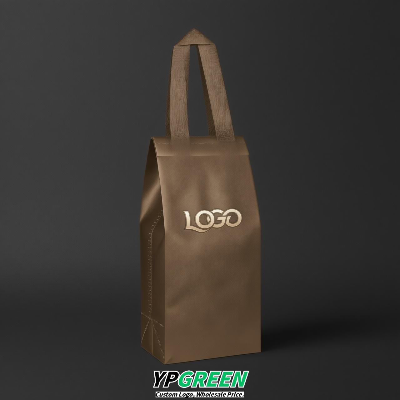 Bronze Individual insulated take away bags wholesale 11x4.7x3.9 inches Thermal Beverage Take Out Bags