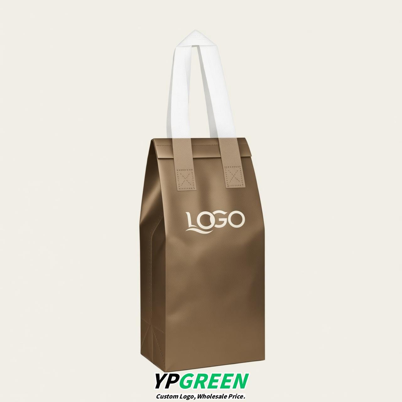 Bronze Individual insulated take away bags wholesale 11x4.7x3.9 inches Thermal Beverage Take Out Bags